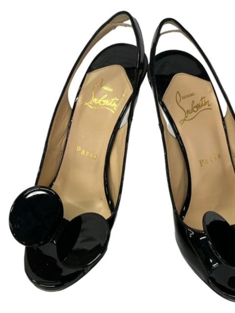 Christian Louboutin Madame Mouse Black Patent Peep Toe Pumps EU 36 120mm
